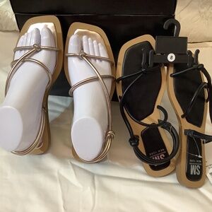 NWT SMNY Molly New York sandals gold & black ladies sz. 8 (2 pr)
